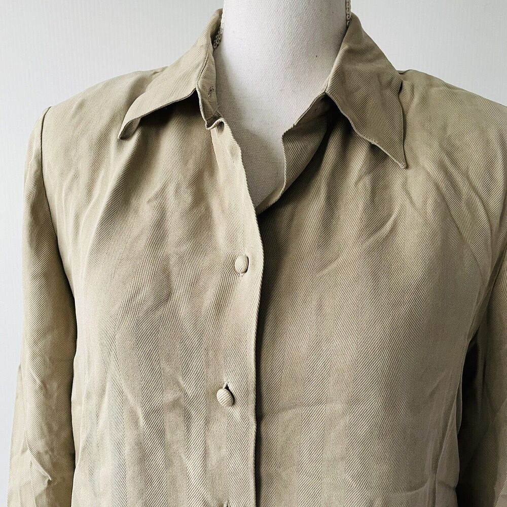 Pendleton Button Down 100% Silk Tan Long Sleeve C… - image 4